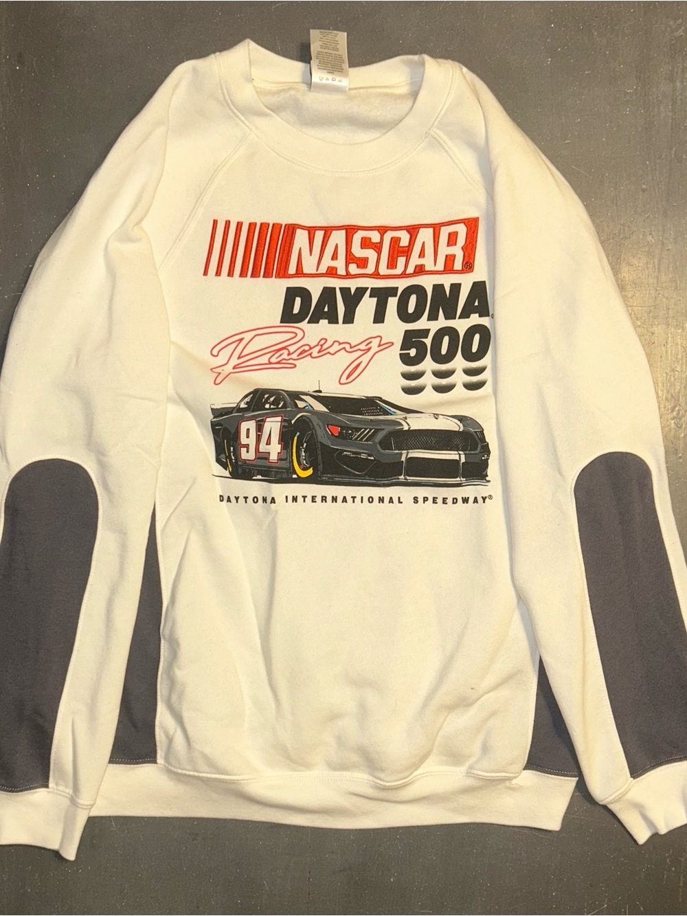 Nascar White Crewneck Daytona Racing Graphic Sweatshirt